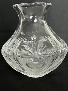 Kristall Starburst 5" ausgestellte Blume Posey Knospe Vase Art Deco Muster Brillant - Bild 1 von 9