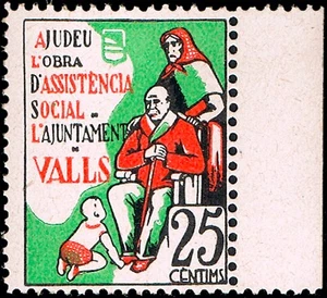 Tarragona -Guerra Civil -Em. Local Republicana-Valls Allepuz ** 3 "25cts. Ajudèu - Imagen 1 de 1