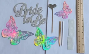 DIY Glitter Cake Topper Bundle Bride To Be Wedding Cake Picks Party Decorations - Picture 1 of 2
