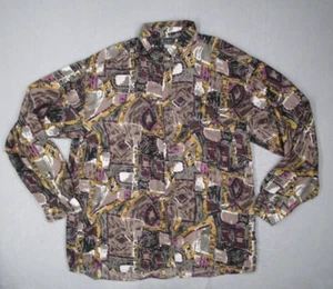 Vintage Pure Shirt Mens Extra Large Purple Silk Button Up 80s Retro 90s Art - Picture 1 of 7