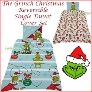 The Grinch Single Duvet Cover Set Kids Bedding Set Words 'It's that time again' - Picture 1 of 24