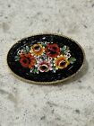 Vintage Estate Mosaic Italy Multi Color Floral Made of Tiny Stones Brooch Pin.