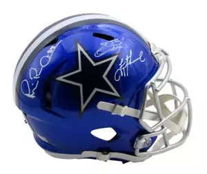 Dallas Cowboys Drillinge signierter Full Size Flash Replica Football Helm BAS - Bild 1 von 4