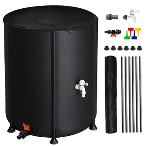 50 Gallon Portable Folding Rain Barrel Water Collector Water Storage Tank Black - Picture 1 of 10