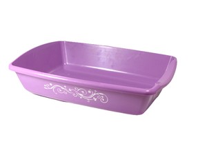 Comfy Katzentoilette Cleo Decoline, 54 x 38 x 12 cm, lila mit Rankendekor