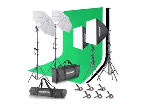 NEEWER 8.5x10ft Backdrop Stands Photography 24W LED Lighting kit with Backdrops - Picture 1 of 3