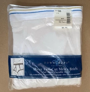 New SEALED Vintage JCPenney Towncraft Full Cut MENS BRIEFS Sz 36 NOS Retro 3 PK - Picture 1 of 2