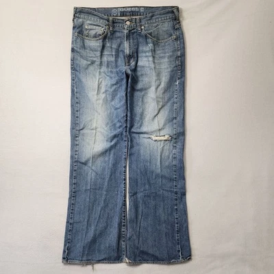 Vintage Y2k Guess Baggy Jeans Mens 36x32 Blue Fade Distressed Skater Grunge Wide - Image 1 of 4