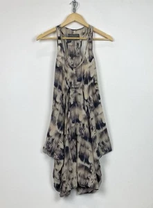 Vestido Allsaints Ash Mea Seda Avant Garde Volantes Talla 8 Beige Patrón Abstracto - Imagen 1 de 7