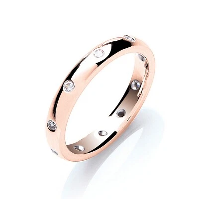 Diamond 3mm Court Wedding Band 10 Brilliant Cut Diamonds 0.20ctw Rose Gold - Image 1 of 4