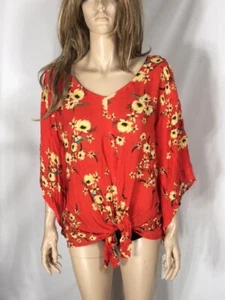 Top grande para mujer nuevo con etiquetas Style & Co. naranja floral con lazo delantero talla 3X - Imagen 1 de 7