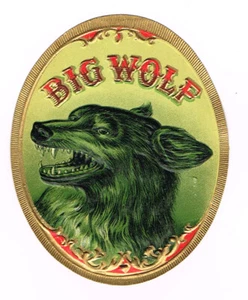 ZIGARRENKISTE ETIKETT VINTAGE UM 1920 ETIKETT GEPRÄGT GROSSER WOLF WILDES BIEST KLEIN 3X3,5 - Bild 1 von 1