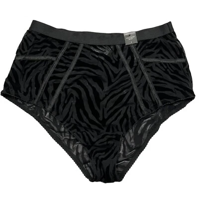 NWT TORRID High Waist Brief Panties Sz 1X-2X Black Mesh Velvet Animal Print - Image 1 of 4