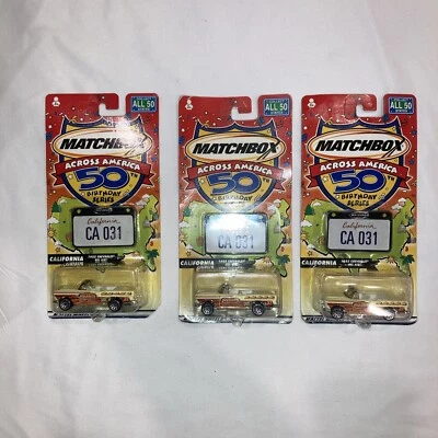 3 Matchbox Across America California 1955 Chevrolet Bel Air 1/64 Diecast - Image 1 of 4