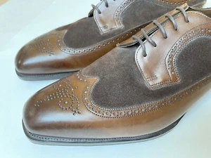 Edward Green x Ralph Lauren pelle scamosciata punta alare 12,5/13 D 888 ultimo, $1400 - Foto 1 di 11