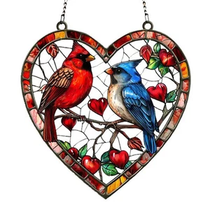 Bird Sun Catchers Couple Birds Wall Decoration Acrylic Birds Memorial Ornaments - Picture 1 of 12