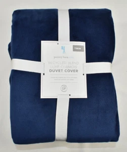 Funda nórdica Pottery Barn Kids LUXE CHAMOIS doble lisa azul marino NUEVA - Imagen 1 de 8