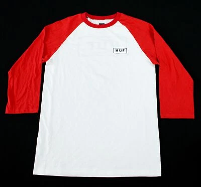 Camiseta de béisbol HUF básica manga 3/4 logotipo gráfico AN3 roja/blanca pequeña para hombre Foto 1 de 4