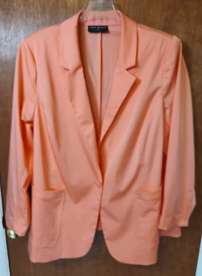 Lane Bryant Talla 22P Coral Salmón Un Botón Blazer Traje Chaqueta 2 Bolsillos Foto 1 de 4