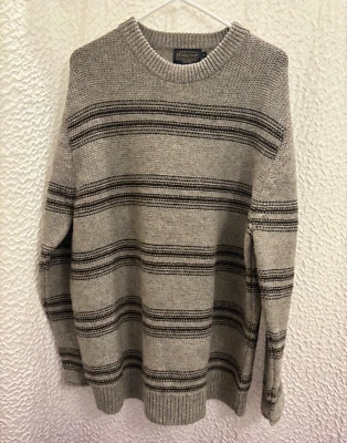 Pendleton Gray Striped Crew Neck Sweater 50% Wool 50% Alpaca Men's Size XL - Image 1 of 4