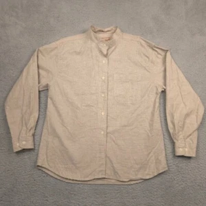 Woolrich Button Down Hemd Damen XL Beige Stehkragen Langarm Baumwolle - Bild 1 von 9