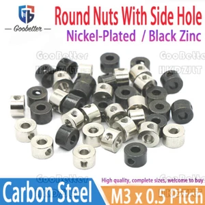 M3 Round Nuts Barrel With Side Hole Fixed Connector Nickel / Black Zinc Plated - Picture 1 of 5