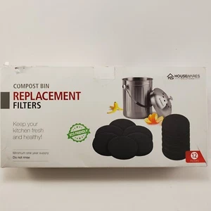 Compost Bin Filters 12 Pieces Activated Charcoal Carbon Housewares Replacement - Picture 1 of 5