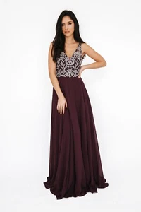 Long formal dress size 12  plum purple Dynasty London (prom) - Picture 1 of 4