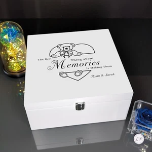 Caja de recuerdo de madera grabada personalizada regalo de cumpleaños de San Valentín - Imagen 1 de 7