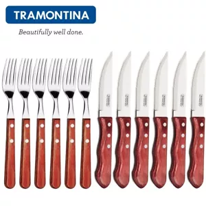 Set forchette coltello bistecca TRAMONTINA® Churrasco JUMBO 12 pezzi Set posate barbecue griglia - Foto 1 di 15