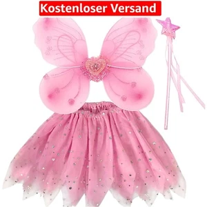 Zuckersüßes Feenkostüm Set für Mädchen - Tutu, Schmetterlingsflügel & Zauberstab - Bild 1 von 1