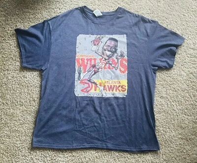 Caricatura Dead Stock Dominique Wilkins Atlanta Hawks anos 90 tamanho 2XL Delta Tag - Imagem 1 de 4