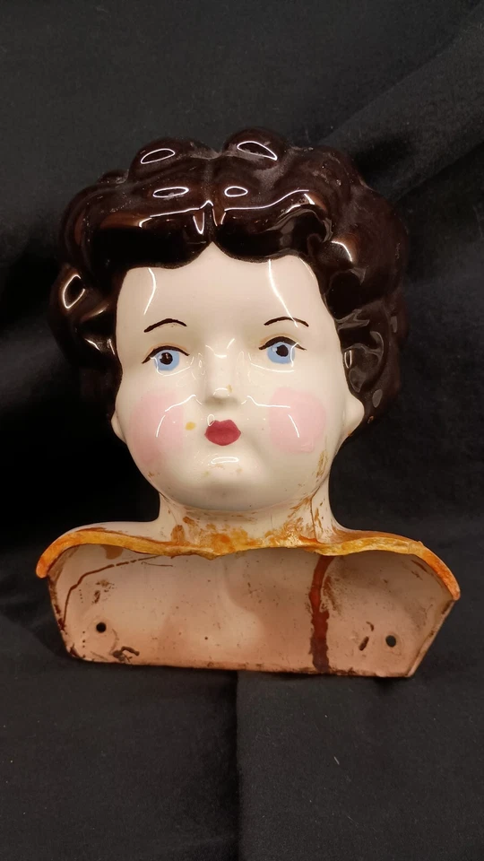 大号复古中国娃娃头亚洲? 德国? 破损胸部区域 — 第 1/4 张图片