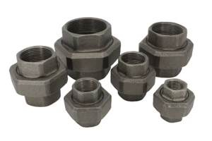 Black Malleable Iron Union Pipe Fitting (BSP) / Union 15mm - 50mm (1/2" - 2") - Picture 1 of 19