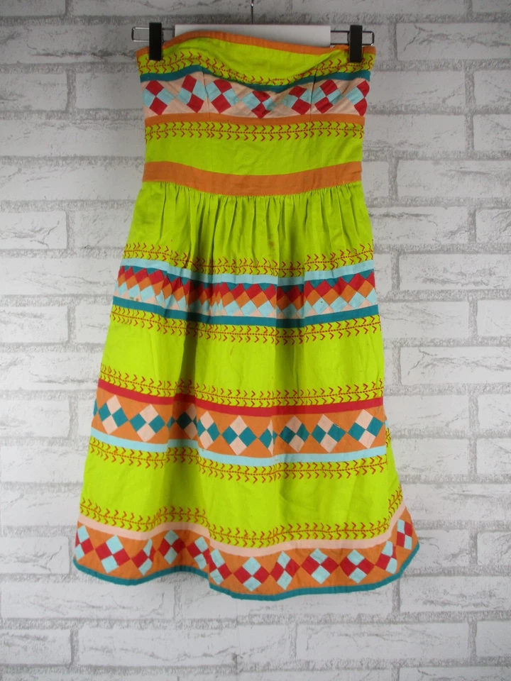 Leifsdottir женщин без бретелек платье желтый синий красный полоски 00P хлопок - Изображение 1 из 4