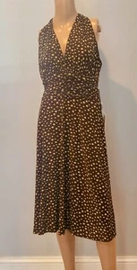 Abito Jones Wear Marilyn Mock-Halter a pois, impero arricciato, marrone/crema taglia 10 - Foto 1 di 9