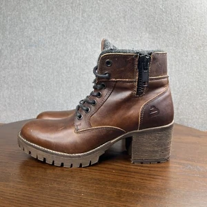 BullBoxer Margeret Botas de Combate Para Mujer 8 Marrón Cuero Tacón Grueso Cremallera Zapato - Imagen 1 de 19