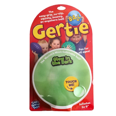 GREEN Gertie Glow In The Dark Inflatable Catch Toy 9" Soft Squishy Ages 0+ - Image 1 of 2