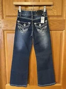 Pantalones de mezclilla elásticos T73 con cable bordados en corazón estrás niñas 6 - Imagen 1 de 4