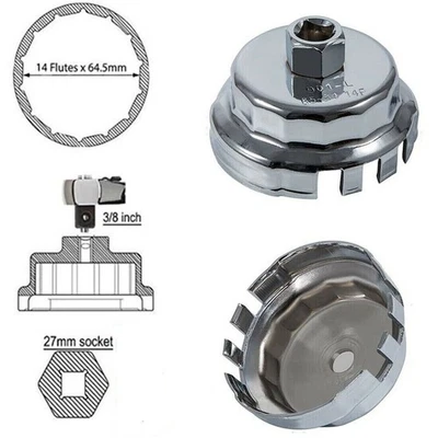 14 Flutes Remover 64.5mm Tool Oil Filter Wrench Cap For Toyota Prius Corolla - Image 1 of 4