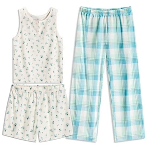 Girls Pajamas Set - 3-Piece PJs Set, Tank, Pants & Shorts, Soft Girls’ Sleepw... - Picture 1 of 7