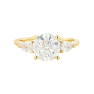Anillo de compromiso de diamantes cultivados en laboratorio de oro amarillo de 14 quilates certificado IGI MZ12976 - Imagen 1 de 11