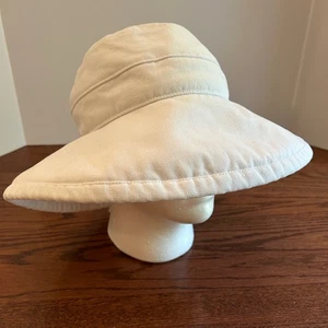 Scala White Floppy Wide Brim Cotton Canvas Sun Hat Packable One Size Adjustable - Picture 1 of 9