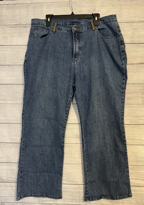 Jeans jeans 24/7 por Roaman's perna larga – Tamanho 22 – Azul médio com strass - Imagem 1 de 4