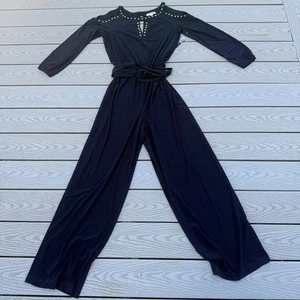 Soho Apparel Limited Jumpsuit Womens Medium Black Open Shoulder One Piece - Picture 1 of 7