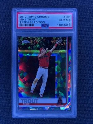 Mike Trout 2019 Topps Chrome Sapphire #100 Base PSA 10 - Image 1 of 2