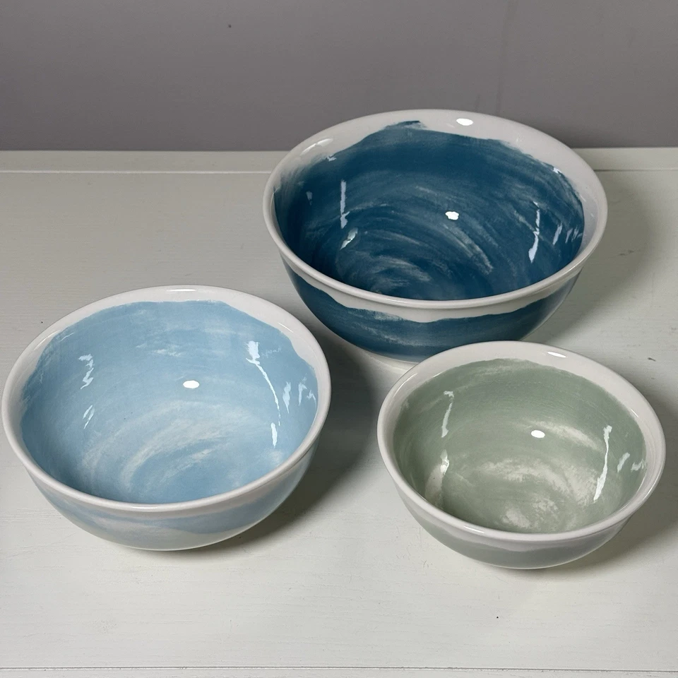 Anthropologie Pepper + Vetiver  Nesting Bowls Erin Wolf Set 3 Oceania Serveware - Image 1 of 4