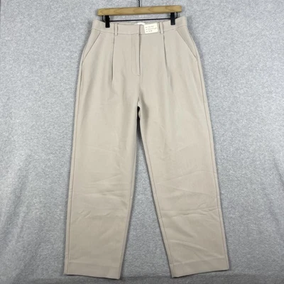 Pantalones plisados de pierna recta relajados ultra altos Abercrombie & Fitch talla 12 preppy Foto 1 de 4