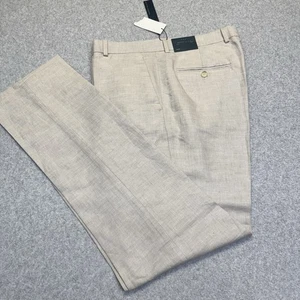 Perry Ellis Pants Mens Size 34X34 Natural Linen Core Tan Linen Cotton Blend - Picture 1 of 10
