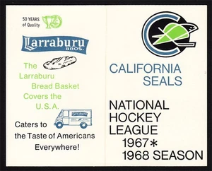 Oakland California Seals RARE 1967/68 Hockey Pocket Schedule 1st year in NHL - Picture 1 of 2